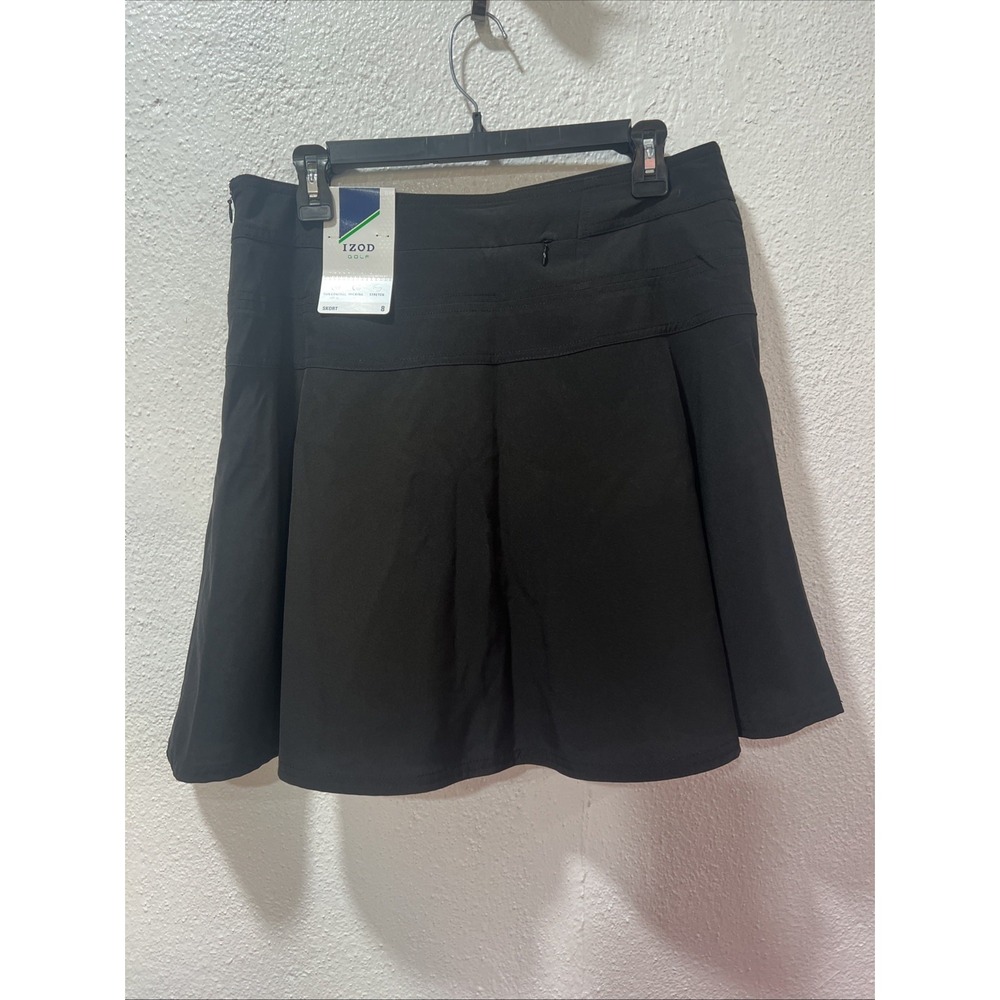 IZOD Golf Womens Black Side Zipper Athletic Skort Size 8 NWT SPF-15 Stretch